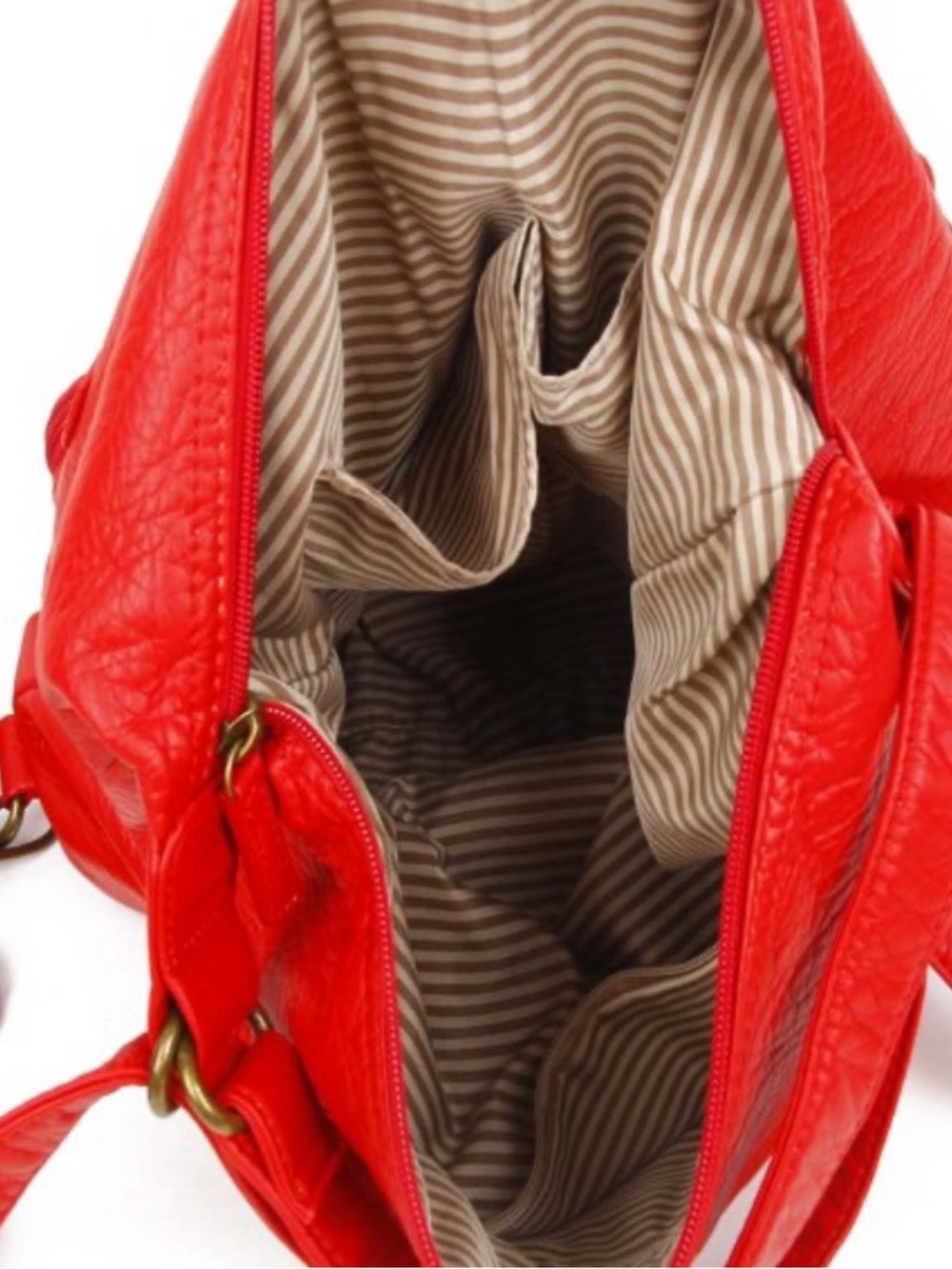 Bold Red Women's Shoulder Bag with Front Pockets - Picture 5 of 5
